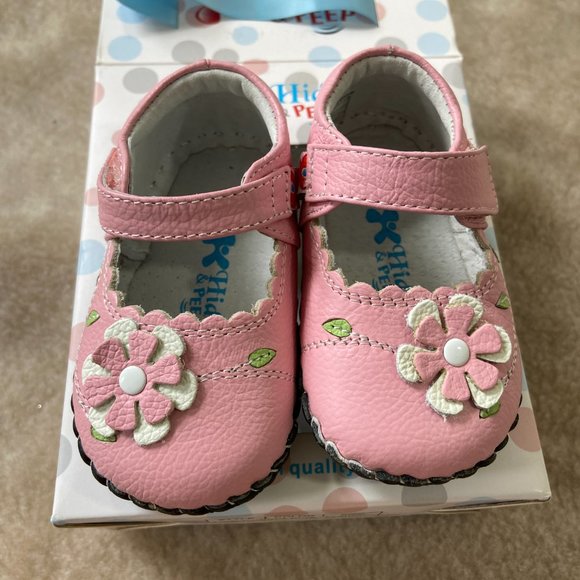 Hide & Peep Leather Baby Walker Shoe Mary Jane  Pink Butterfly - Picture 7 of 7
